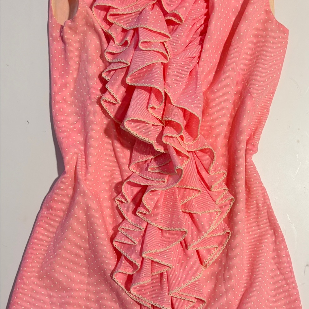 Pink Ruffled Vintage Polka Dot Dress